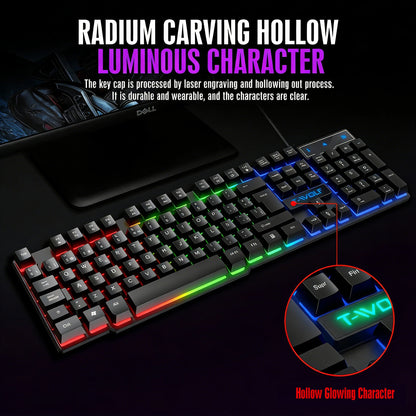 Mechanical feel Gaming Keyboard Light Backlit RGB wired keyboard USB office home  media keys Russian Spanish Arabic English