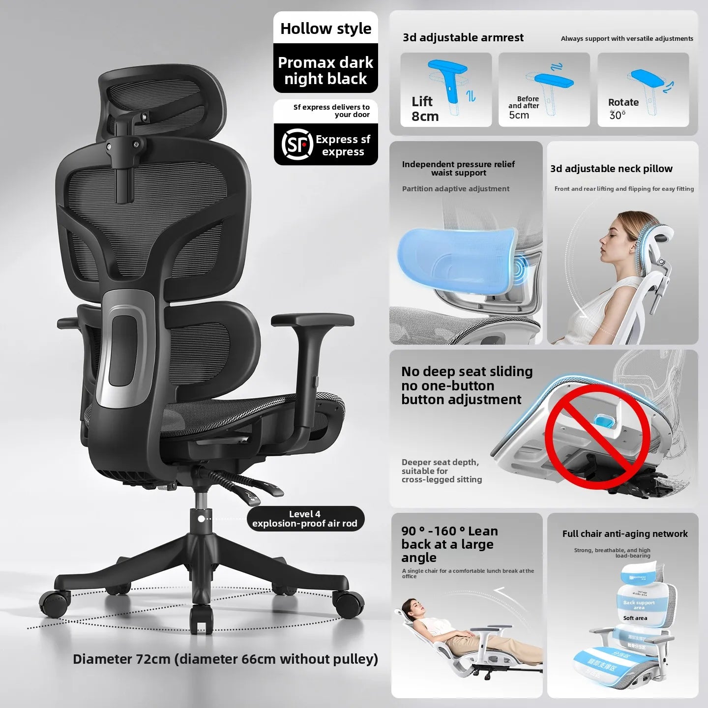 Ergonomic Office Chair Comfortable  Long Sitting Home Gaming Computer Recliner Nap Chair Adjustable Height Lumbar Support Swivel