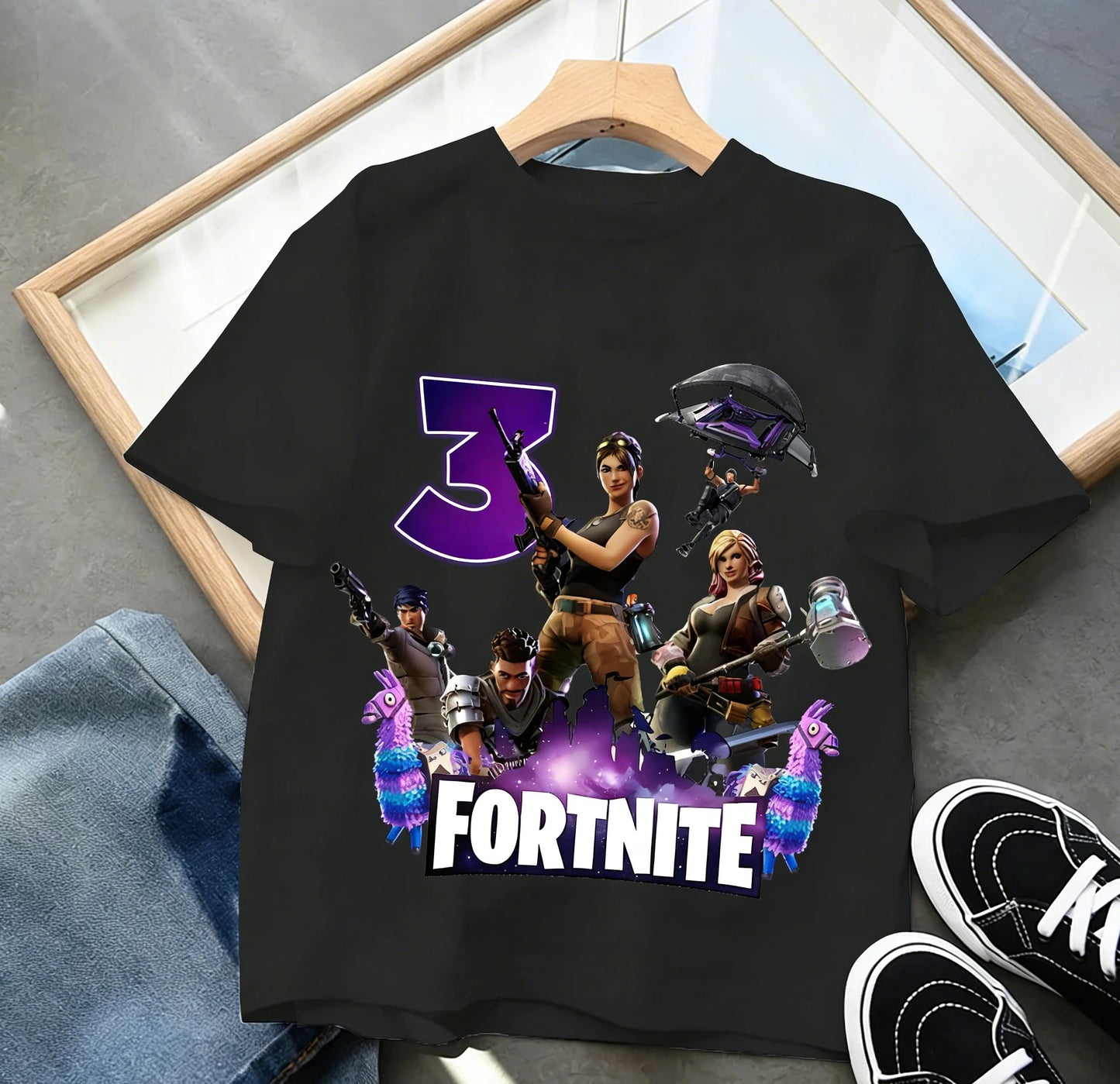 Detské narodeninové tričko Fortnite s číslom pre dievčatá a chlapcov, letné detské bavlnené tričko s krátkym rukávom na párty, darček pre batoľa