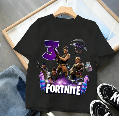 Detské narodeninové tričko Fortnite s číslom pre dievčatá a chlapcov, letné detské bavlnené tričko s krátkym rukávom na párty, darček pre batoľa