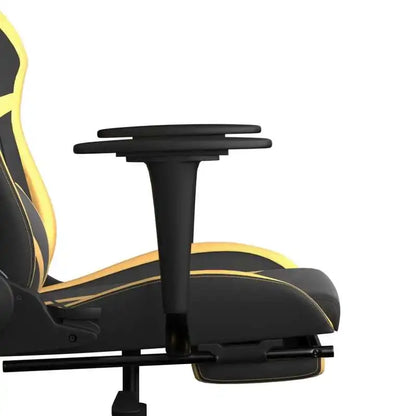 Gaming Chair with Footrest Black and Gold 67X64X116-127 cm in Imitation Leather, Reclining 360 Swivel Chair ° Can Carry 110 kg