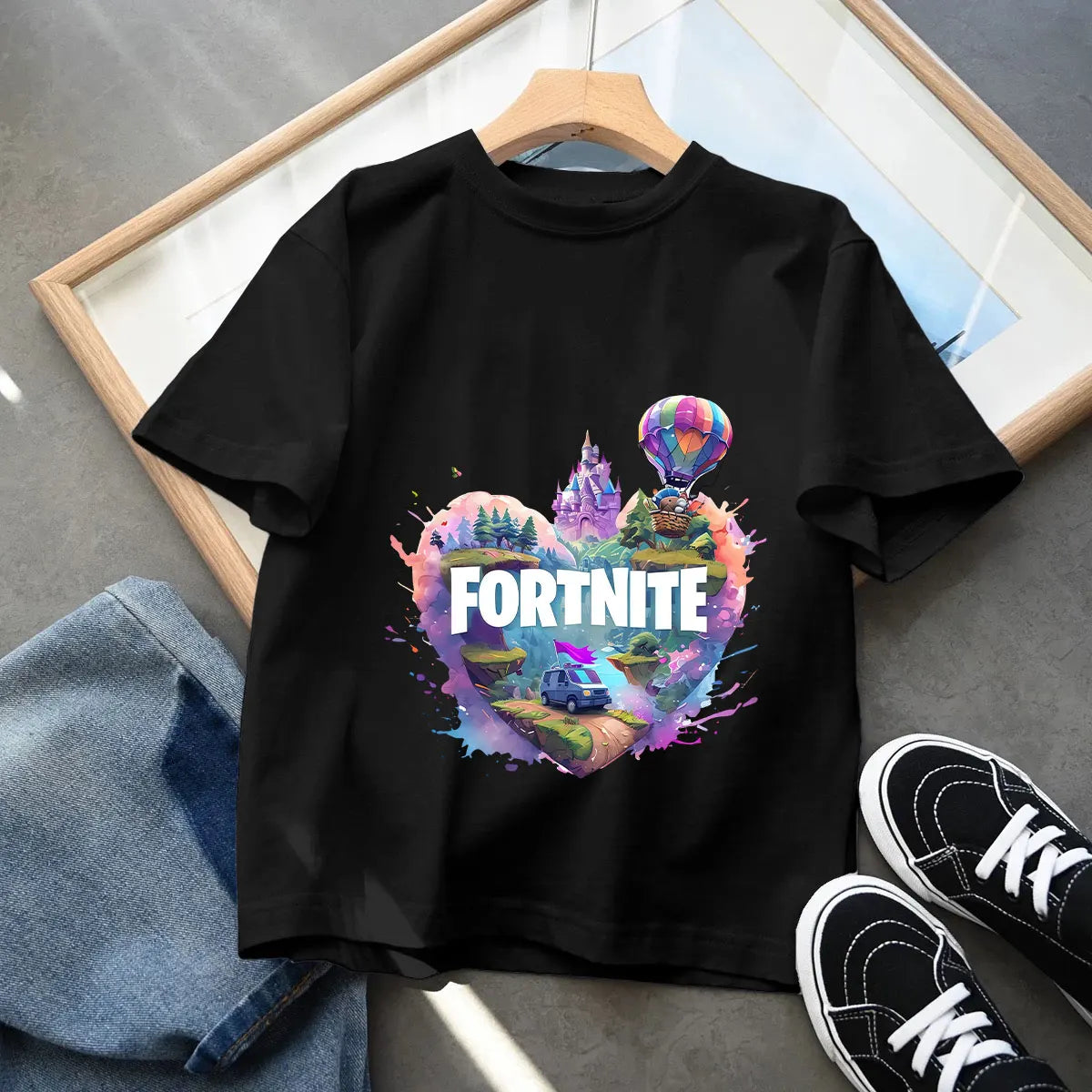 Fortnites Kids Black Cotton T-Shirt Fortress Night Baby Short Sleeve Tees Shirt Cartoon Boy Girl Summer Clothes Kawaii Tops Gift