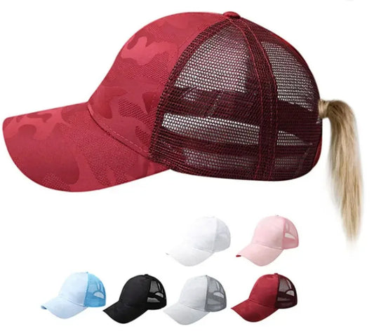 Stylish Camo Print Women's Baseball Cap with Ponytail Hole  Breathable Mesh Adjustable Fit Perfect for Running Hiking Daily Wear