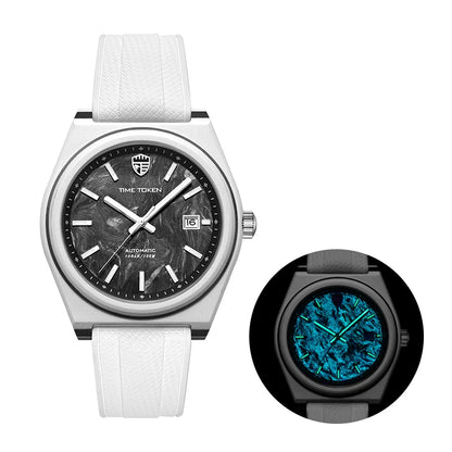 TIME TOKEN New Luminous Carbon Fiber 40mm Dive Watch for Men Luxury Calendar Automatic Mechanical Watch Sapphire Waterproof 100m