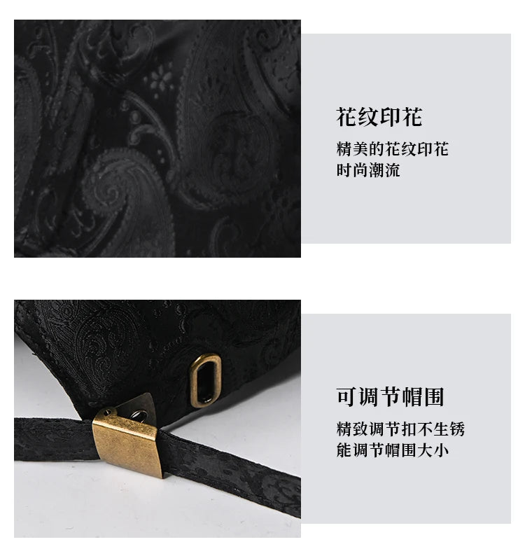 2024 Fashion Embroidery High top Baseball Cap Men's cashew print outdoor casual Cap face Trim four seasons