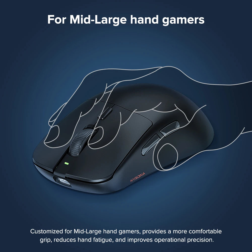 KYSONA M617 Wireless Mouse Ergonomics Tri-mode  Rechargeable 2.4G 59g Lightweight E-sports PAW 3395 DPI 26K Gaming Mouse For PC