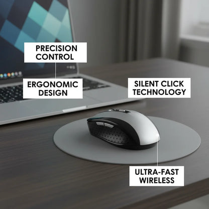 2.4G Wireless Mouse,7500 DPI,6 Buttons, 4-Ways Scroll Optical Gaming Mouse,Ergonomic Design For Desktop&Macbook PC Laptop