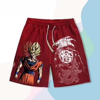 2026 Summer Dragon Ball Super Saiyan Goku 3D Print Men's Shorts, Retro Street Quick Dry Oversized Casual Shorts, Unisex