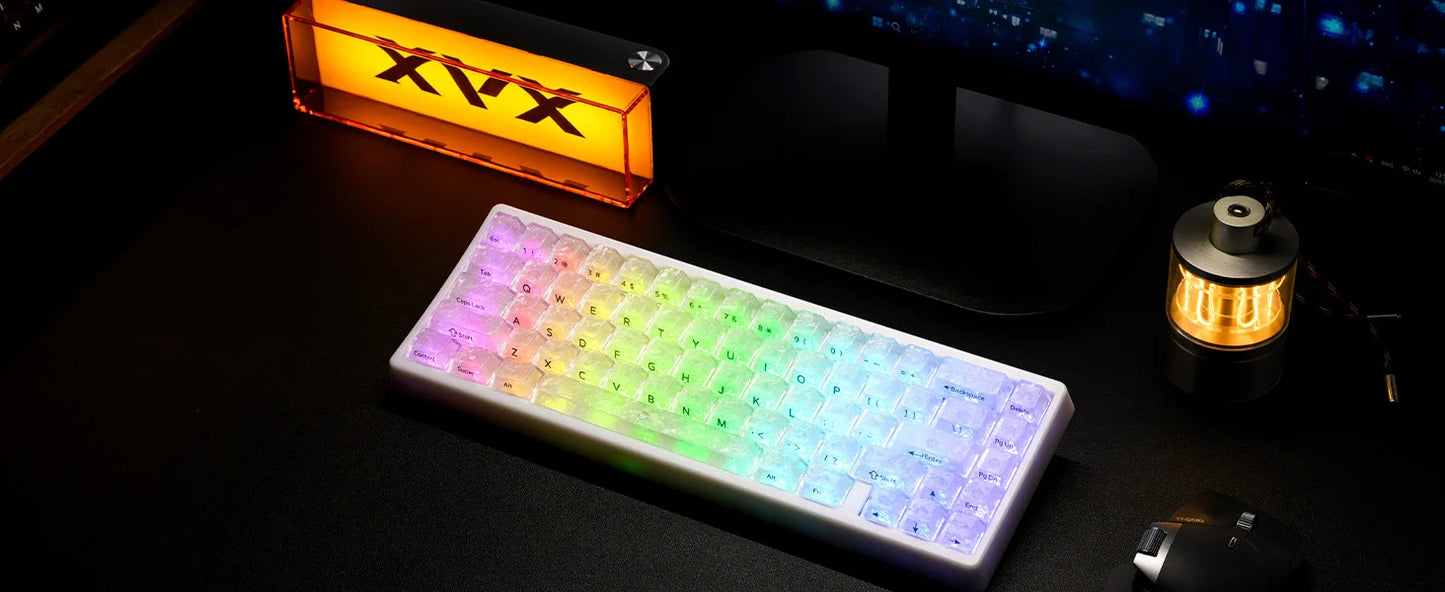 XVX M67 JadeStone Mechanical Keyboard With IMD-Tech Keycaps Hot Swappable Gasket Tri-Mode Custom RGB Wireless Keyboard 65%