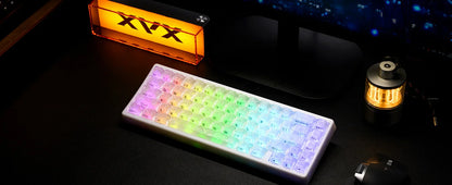 XVX M67 JadeStone Mechanical Keyboard With IMD-Tech Keycaps Hot Swappable Gasket Tri-Mode Custom RGB Wireless Keyboard 65%