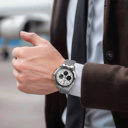 Vyrų chronografas „BERNY“ – daugiafunkcinis kvarcinis laikrodis, sukurtas pagal aviacijos stilių, su datos rodikliu, safyro stiklu ir puikiu švytėjimu – prabangus vyrų rankinis laikrodis