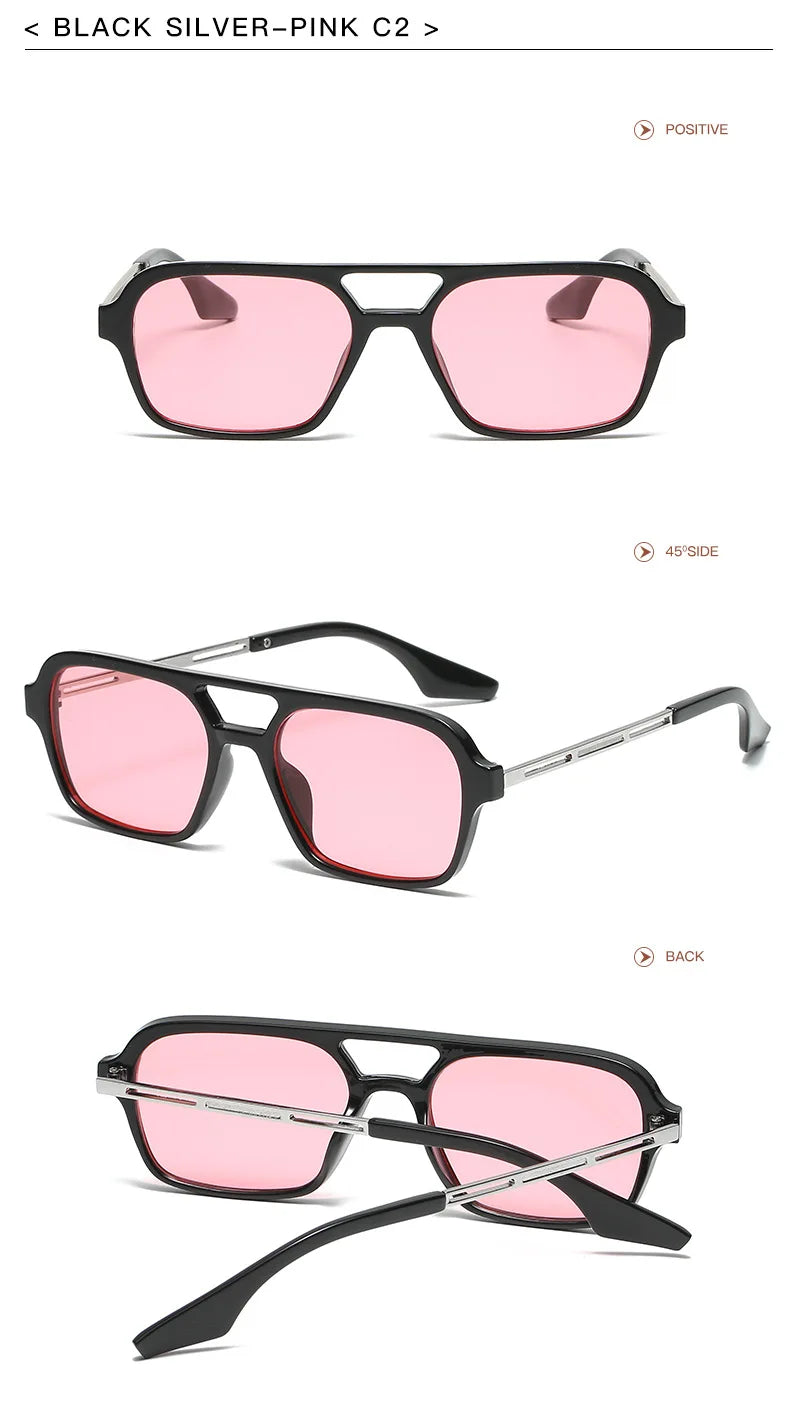 Square Small Frame Double Beam Sunglasses Pilot Retro Sunglasses Instagram Popular Classic Sunglasses 3517