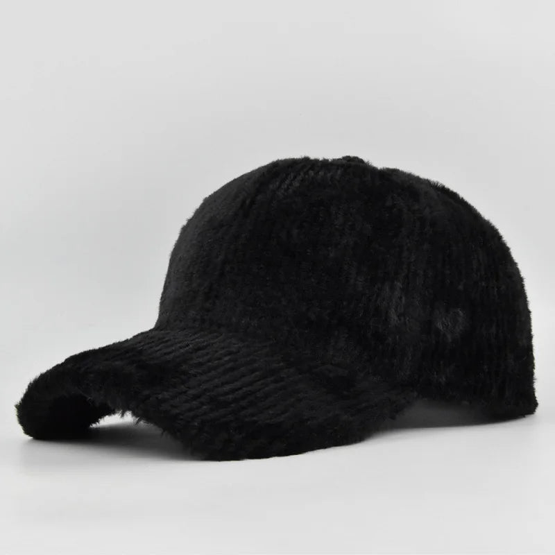 Autumn Winter Baseball Cap Women Artificial Lamb Wool Hats Keep Warm Cap Plush Baseball Caps Spring Baseball Cap Solid Sunshade