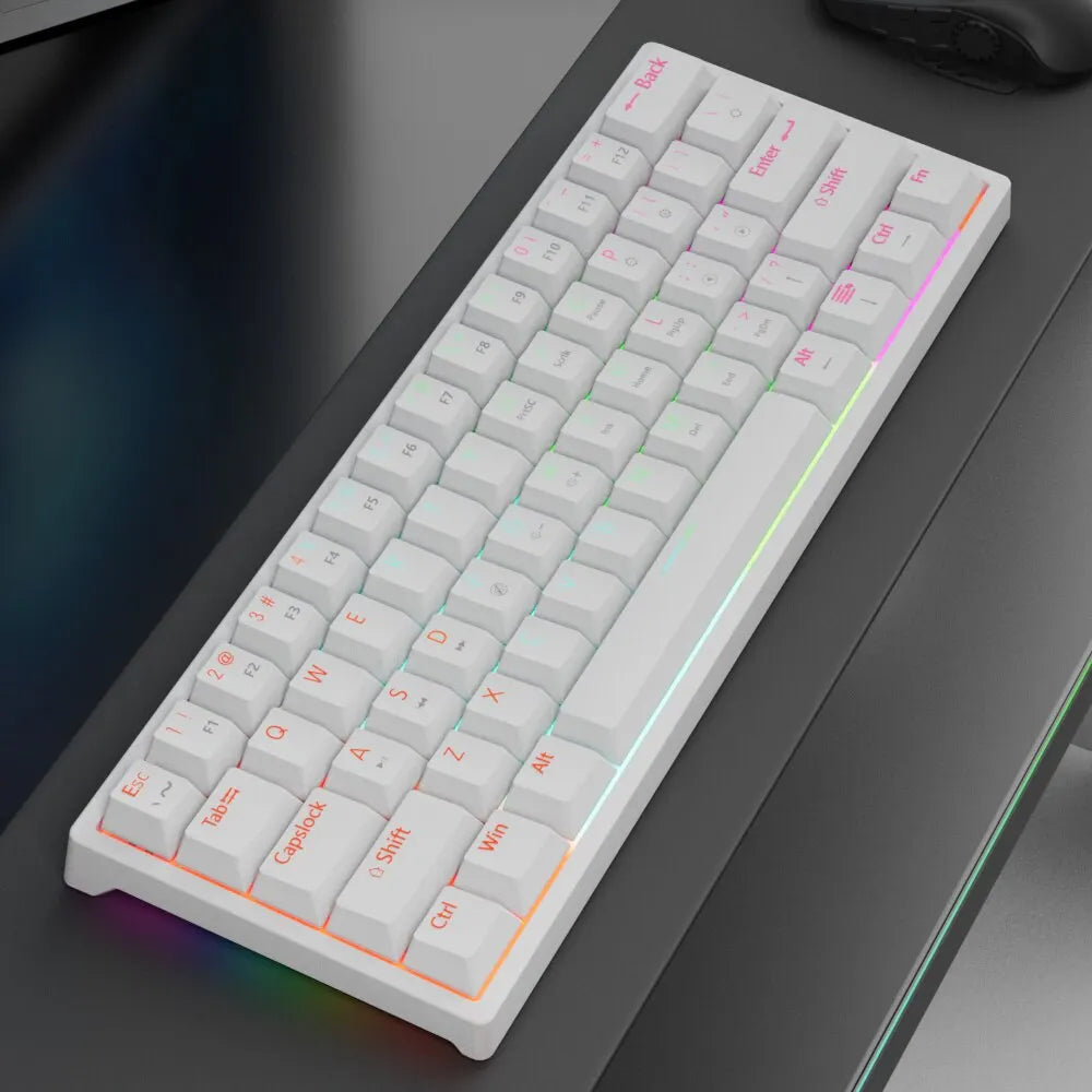 MUCAI MK61 USB Gaming Esports Mechanical Keyboard 61 Key Red Axis Wired Detachable Cable RGB Backlight Hot Swap