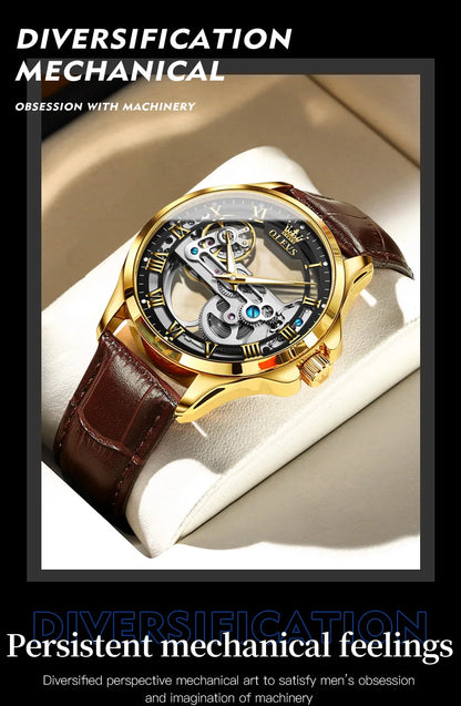 OLEVS 6661 Automatic Watch For Men Skeleton Original Mechanical Movement Man Wristwatch Waterproof Luminous Sport Men's Watches