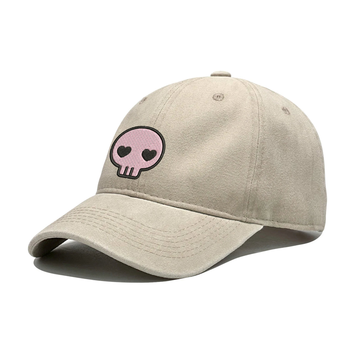 Retro stiliaus išplauta, susidėvėjusi beisbolo kepurė su išsiuvinėtu kaukolės motyvu, „Dad Hat“ stiliaus, vyrams ir moterims, kasdieninė, reguliuojama, lauko kepurė nuo saulės 260617