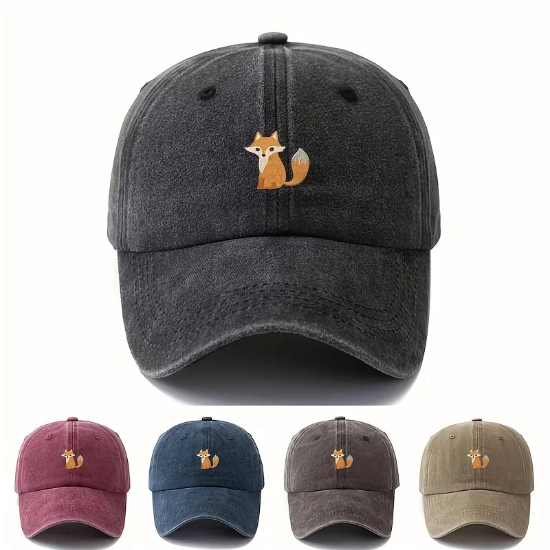 Cute Fox Pattern Printed Baseball Cap for Daily Casual Fashion, Versatile City Commuting Hat, Suitable for Men and Women