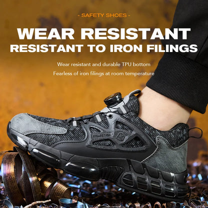 Size 47 48 Work Safety Shoes Men Reflective Design Steel Toe Shoes Rotation Button Work Sneakers Protective Safety Boots
