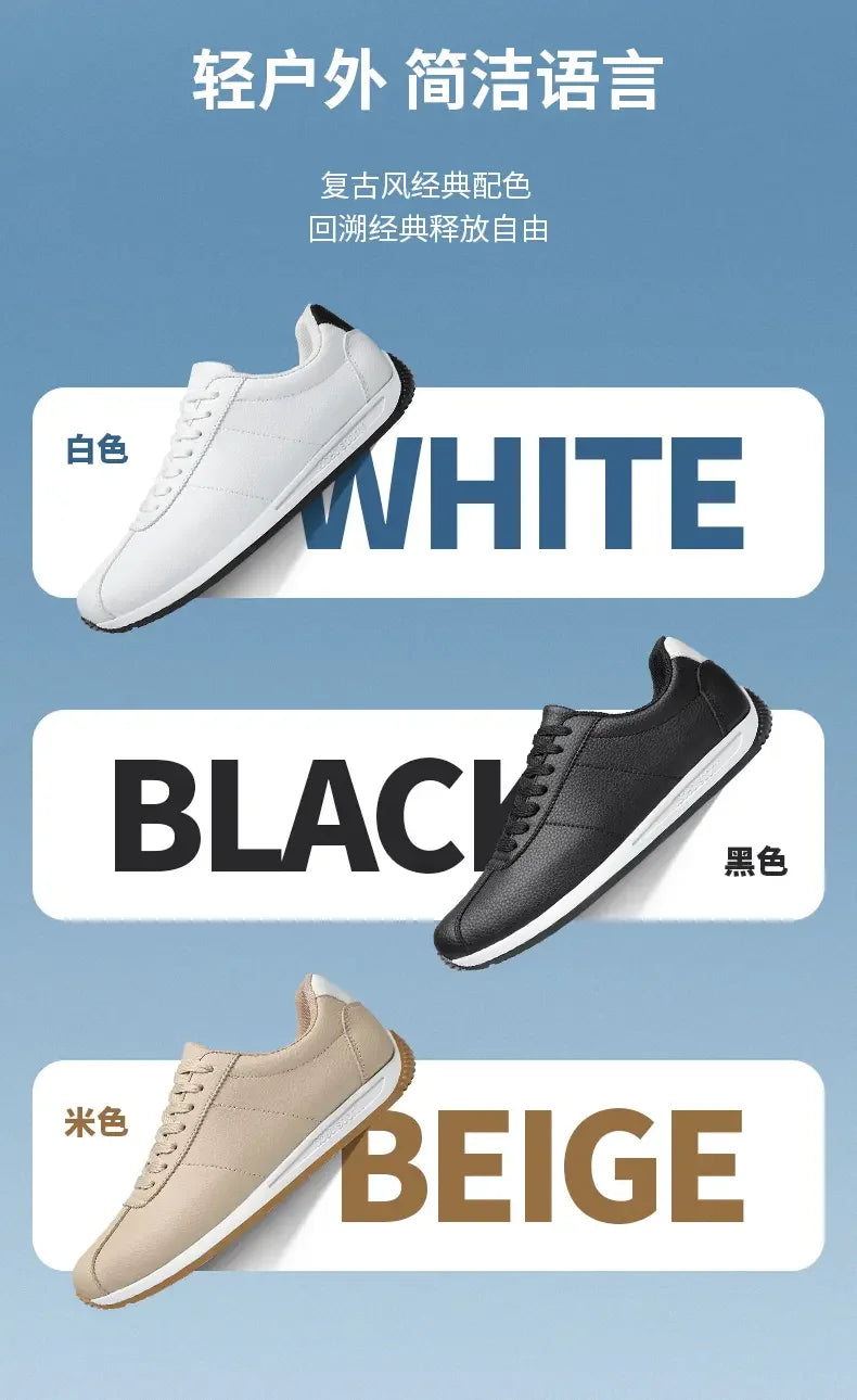 Leisure Running Summer Fashion Anti-Slip Mountaineering PU Leather Sports Shoes, Tennis Trend, Hot Selling Men’s White Flat Shoes