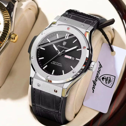 POEDAGAR herenhorloge – Origineel model, zakelijke stijl, waterdicht, siliconen band, datum- en dagweergave, quartz uurwerk, trendy luxe horloge.