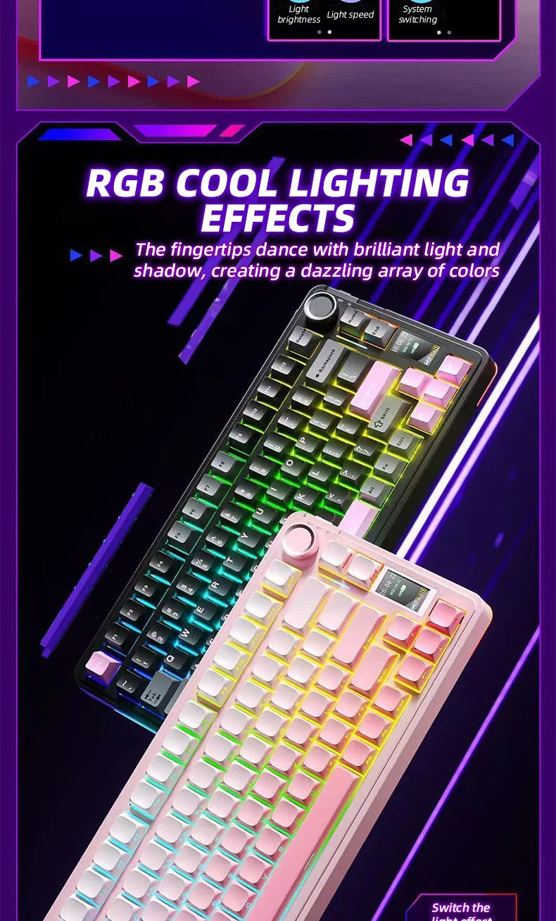 AULA S75 PRO Wireless Mechanical Keyboard with Screen Knob 75% Hot Swappable Gaming Keyboard with Pre-lubed Switches RGB Backlit