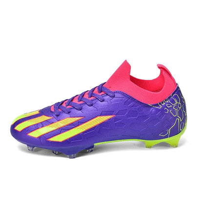 Professional Men's Ankle Football Boots Outdoor Grass Cleats Unisex Soccer Shoes Long Spikes FG Football Shoes Chuteira Society