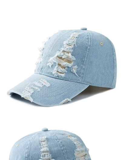 Vasket denim-baseballkasket til kvinder og mænd, solbeskyttende, åndbar forårs- og sommerhat, vintage snapback-kasket til kvinder