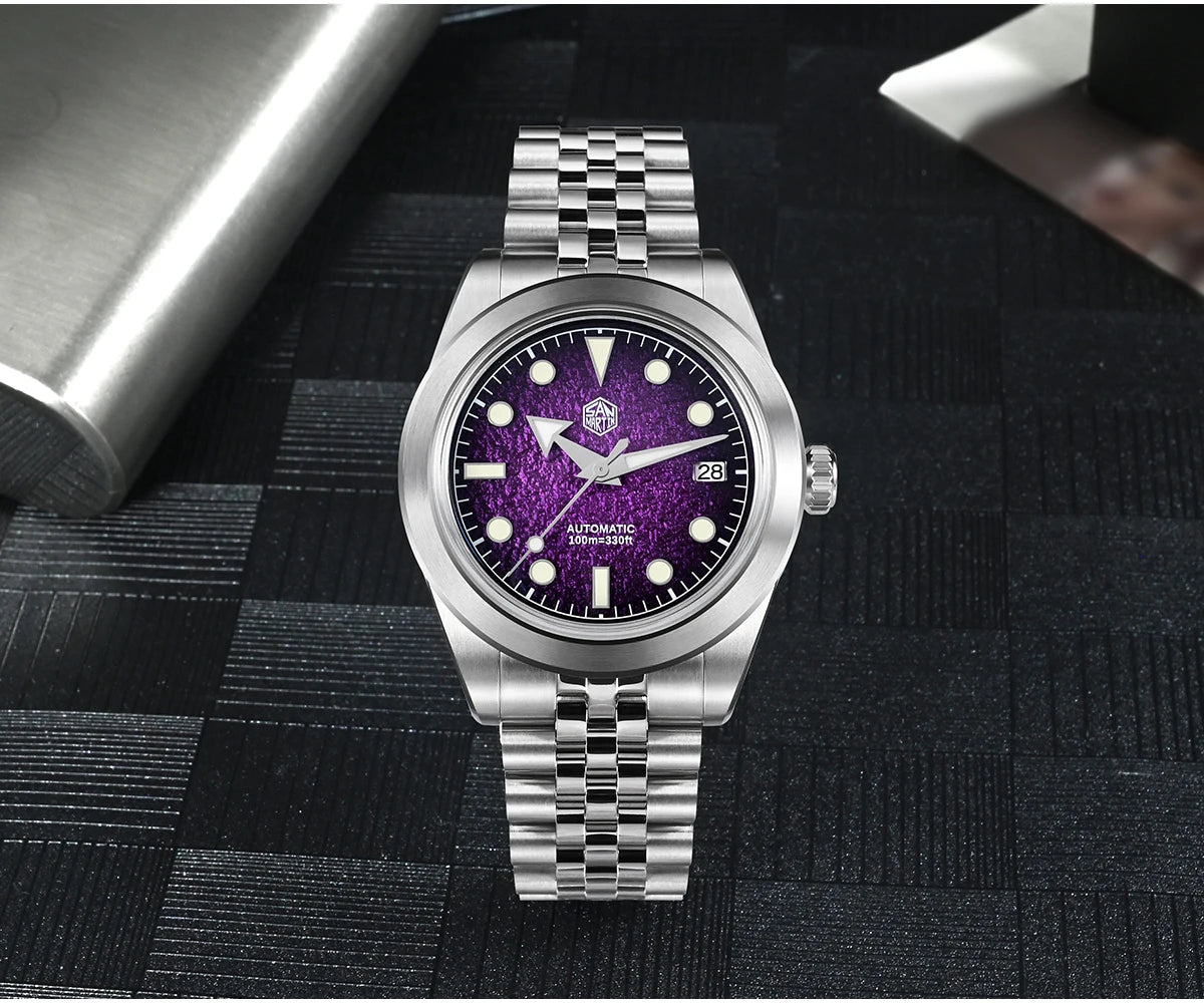 San Martin New 39mm Sport Watch Enamel Dial NH35 Automatic Mechanical Men Dress Watch Sapphire Waterproof 100m Luminous SN0053