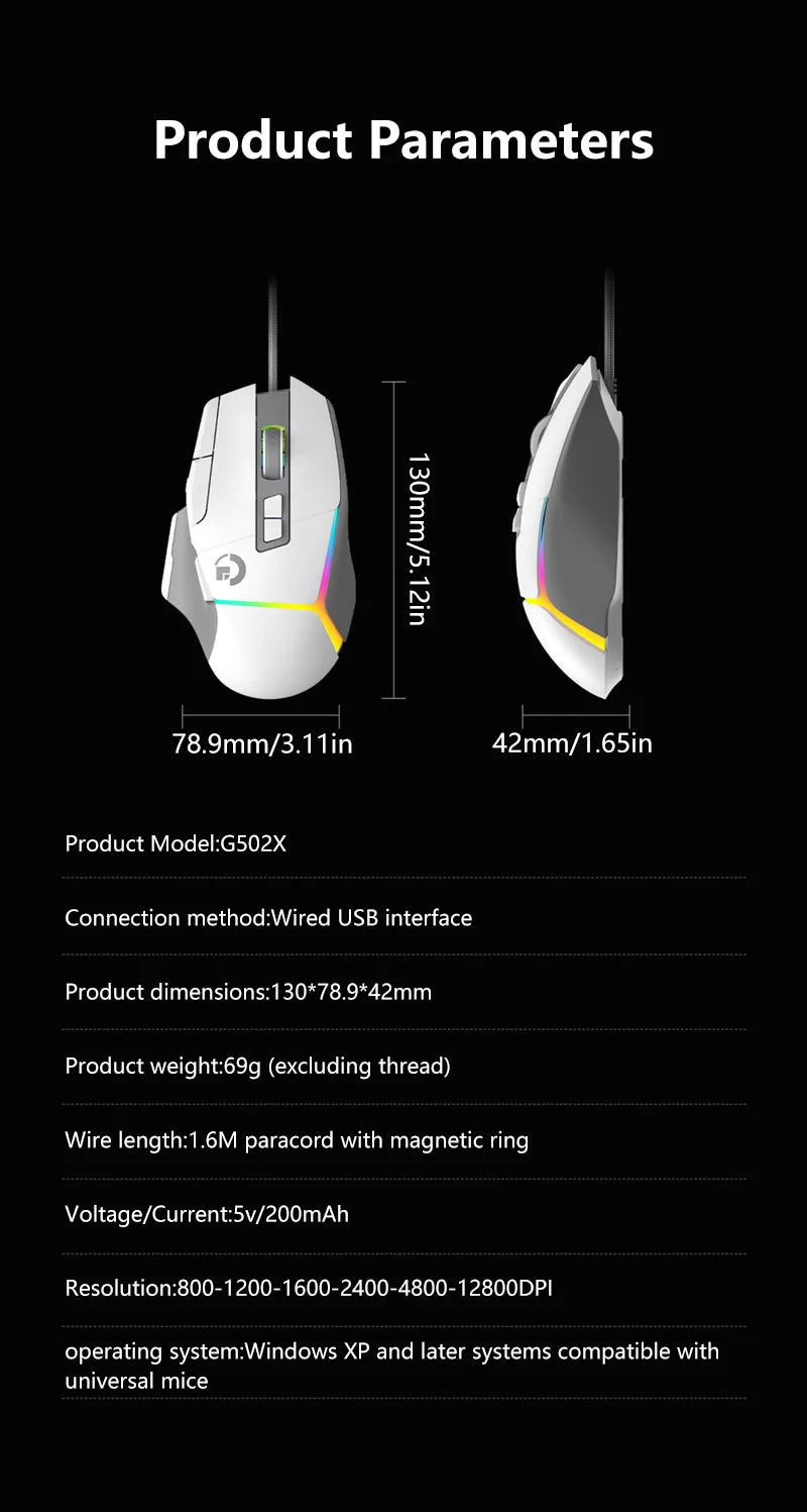 Wireless Gaming Mouse Ergonomics USB Rechargeable Bluetooth Mice Optical Sensor Programming Gaming Mice with Wired For Windows