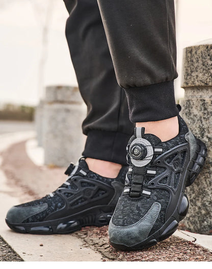 Size 47 48 Work Safety Shoes Men Reflective Design Steel Toe Shoes Rotation Button Work Sneakers Protective Safety Boots