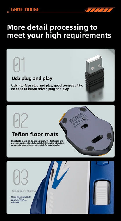 Wireless Gaming Mouse 2.4G USB Silent Mouse Dual Mode Bluetooth Rechargeable 1600DPI Mouse Computer Silent Mice for PC Laptop