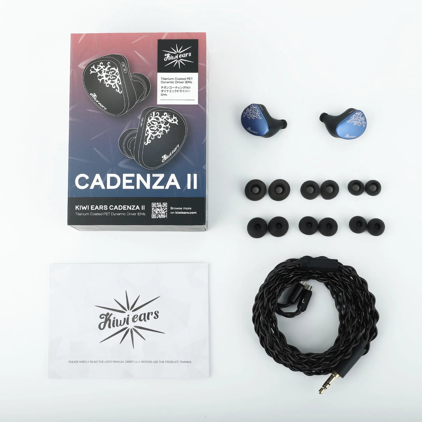 Linsoul Kiwi Ears Cadenza II IEM 10mm Titanium DD with KARS 2.0 Premium Construction Hifi Earphones & High-Quality Cable