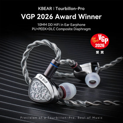 KBEAR Tourbillon-Pro TB-PRO in-Earphone 10mm DD High Resolution TypeC HIFI Wired Earbuds PU+PEEK+DLC Composite Diaphragm