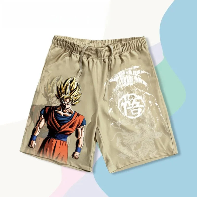 2026 Summer Dragon Ball Super Saiyan Goku 3D Print Men's Shorts, Retro Street Quick Dry Oversized Casual Shorts, Unisex