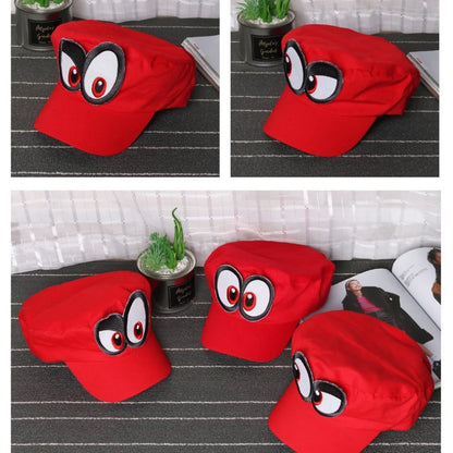 Cappellino da cosplay per il gioco anime Super Luigi Brothers, Cosplay Odyssey, unisex per adulti, divertente, con grandi occhi, cappellino da baseball