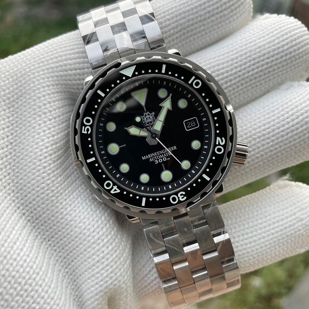 STEELDIVE SD1975 Mens Automatic Watches Men Dive Watch 300m Waterproof Mechanical Wristwatch C3 Luminous Clock Sapphire Mirror