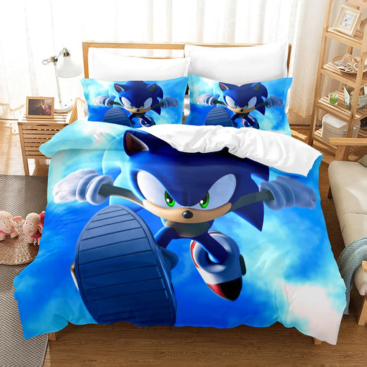 Cute Sonics Boy Bedding Set Exquisite 3D Digital Cartoon Sonics Duvet Cover Comforter Bed Youth Kids Girl Boys Gift