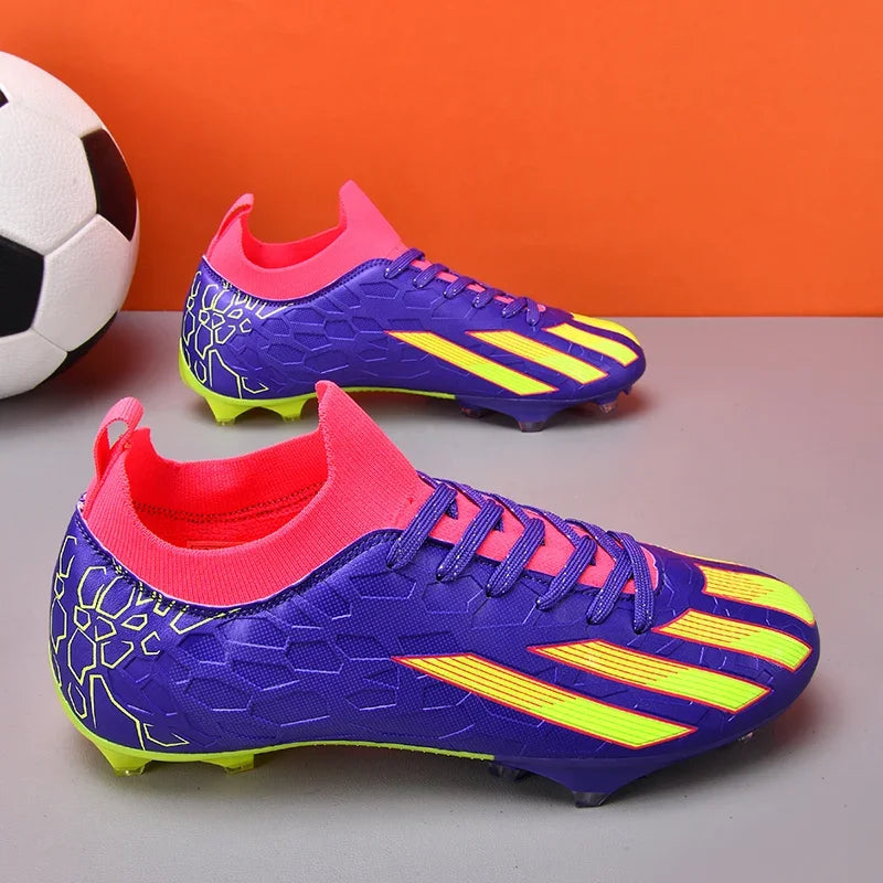 Professional Men's Ankle Football Boots Outdoor Grass Cleats Unisex Soccer Shoes Long Spikes FG Football Shoes Chuteira Society