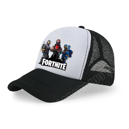 Boné de Basebol Fortnite com Estampa Cartoon do Jogo para Crianças, Boné de Verão em Malha Respirável, Boné Ajustável com Pala, Presente de Aniversário para Crianças