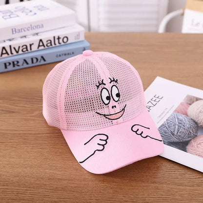Nuovo cappellino estivo carino per ragazzi, ragazze e bambini con faccina sorridente, in rete, stile Kawaii, cappellino da baseball popolare in stile hip hop, cappellino da sole, DropShipping