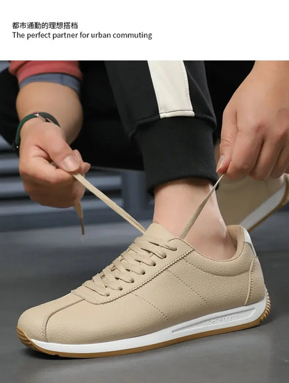 Leisure Running Summer Fashion Anti-Slip Mountaineering PU Leather Sports Shoes, Tennis Trend, Hot Selling Men’s White Flat Shoes