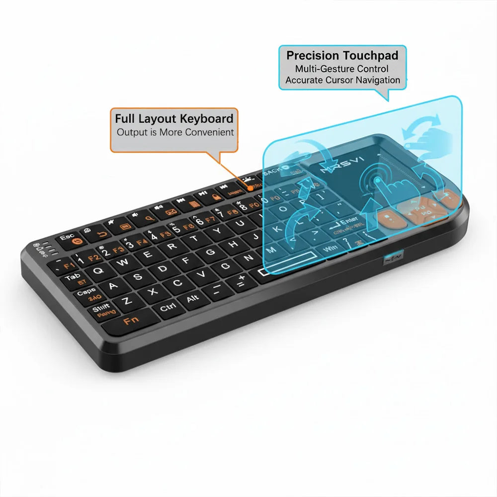 MRSVI Mini Bluetooth Keyboard A8 PLUS,Backlit 2.4GHz Wireless Keyboard with Touchpad for Android TV Box,Mac,Laptop,Windows
