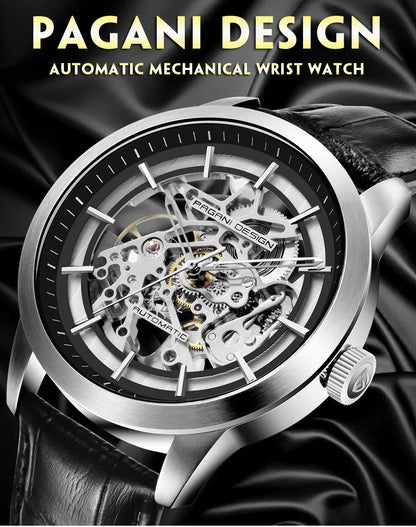 PAGANI DESIGN Business Man Watch Luxury Skeleton Hollow Leather Men's Wristwatch New Mechanical Male Clock Relogio Masculino