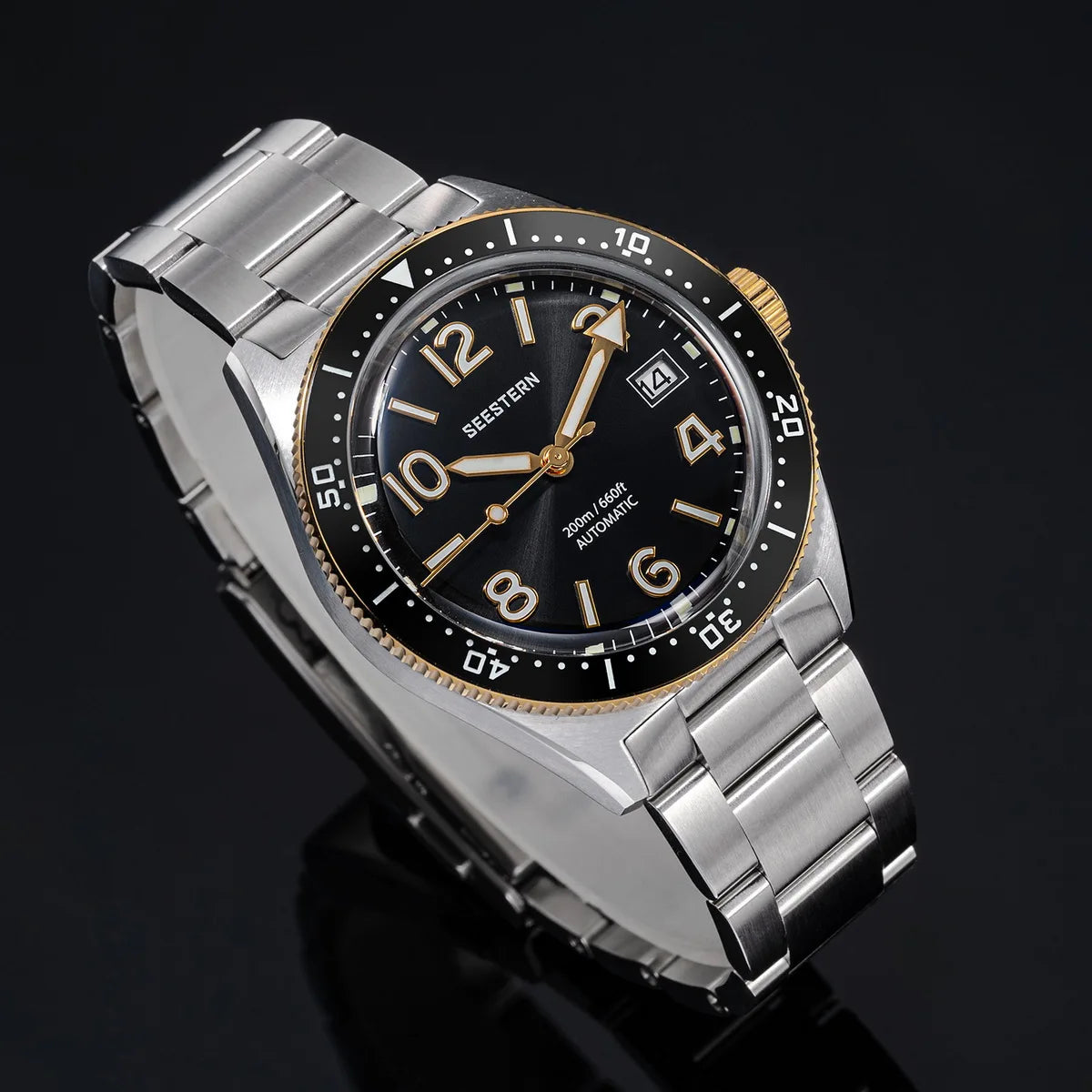 SEESTERN Diver Men Watch Automatic Mechanical Wristwatches NH35 Movement Ceramic Bezel 20Bar Waterproof Sapphire Luminou S434-2