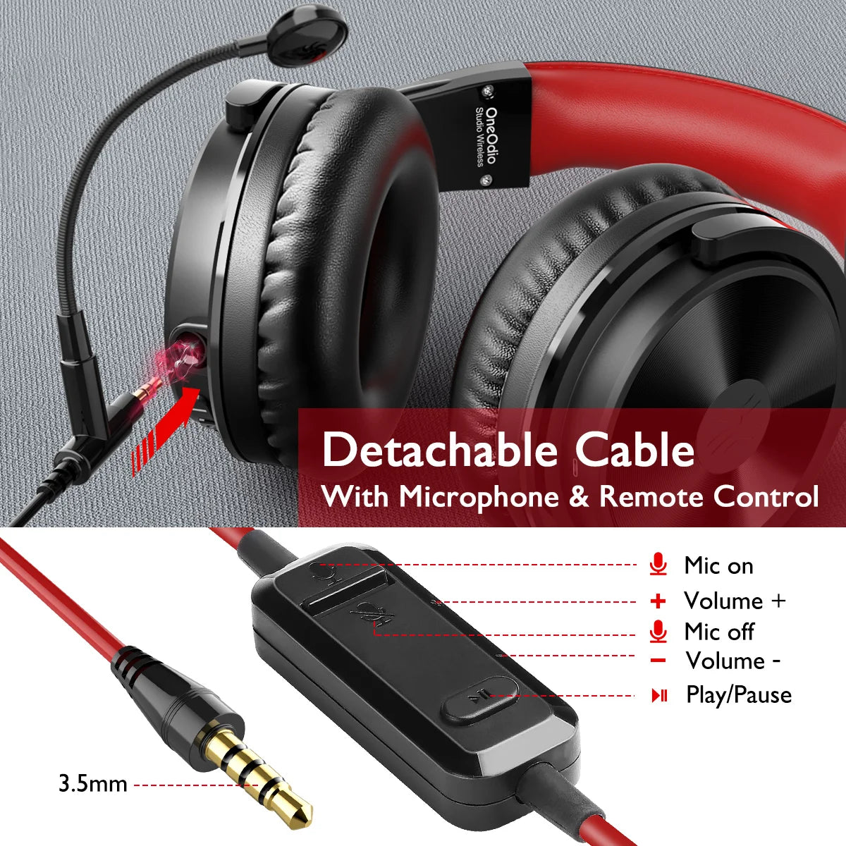 OneOdio Pro-M Wireless Gaming Headphones Bluetooth 5.2 HiFi Stereo Headset 110H Playtime with Mic, Deep Bass Foldable Over-Ear Headphones