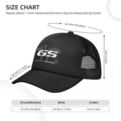 GS World Map Motorcycle Trucker Hat Adult Fashion Hats Sun Caps Fishing Hat Breathable Polyester Mesh Baseball Caps Summer