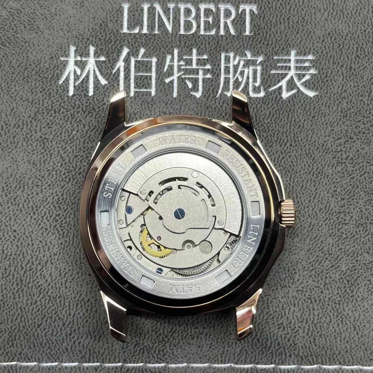 LINBERT2025 Rose Gold Fully Automatic Mechanical Men's Watch Genuine Luxury Brand Luminous Steel Waterproof Silicone Strap Watch