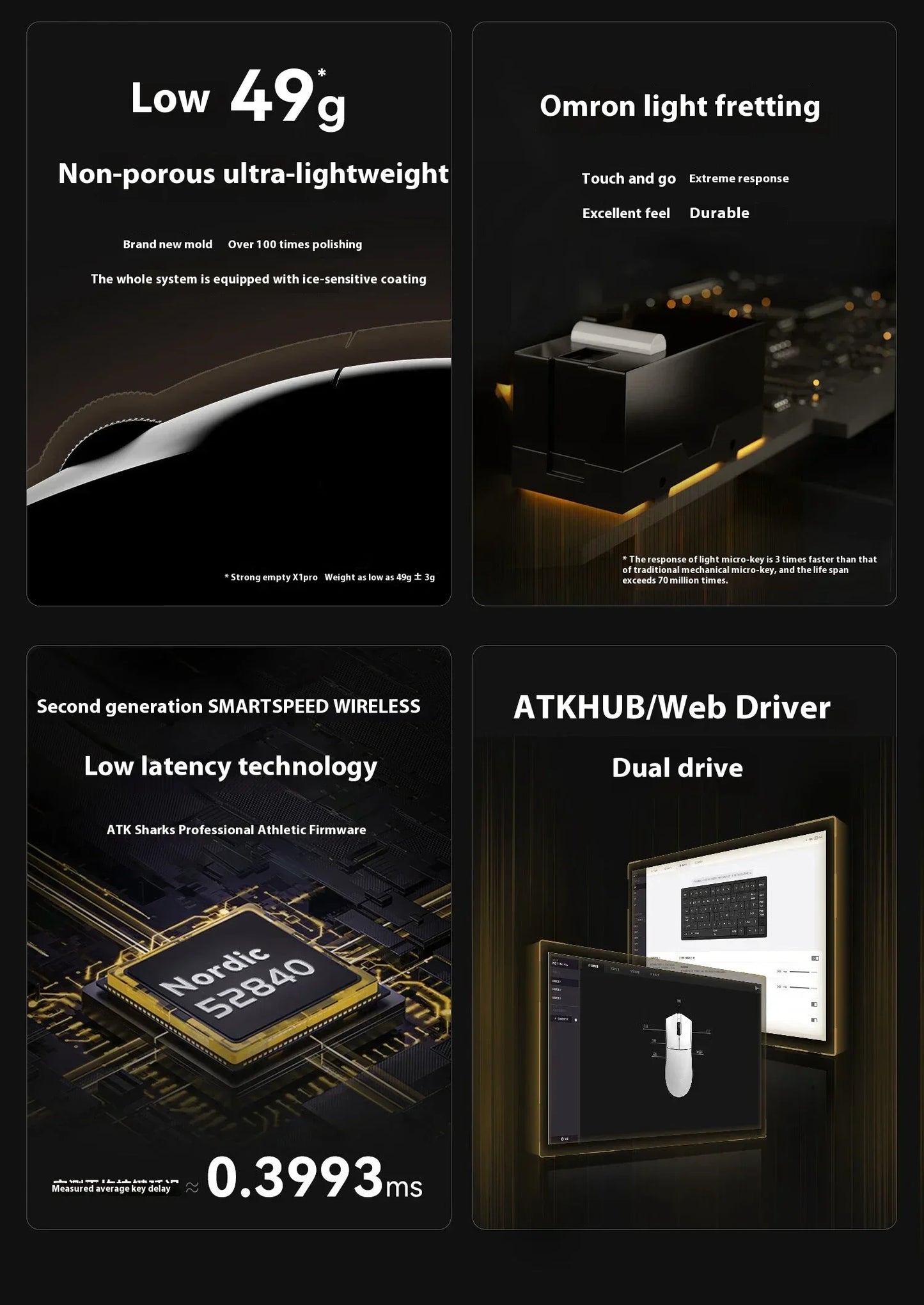 ATK Blazing Sky X1/X1V2 Mouse Gamer Wireless 8K Low Latency Lightweight FPS Liekong E-sports Gaming Mouse Custom Pc Accessories