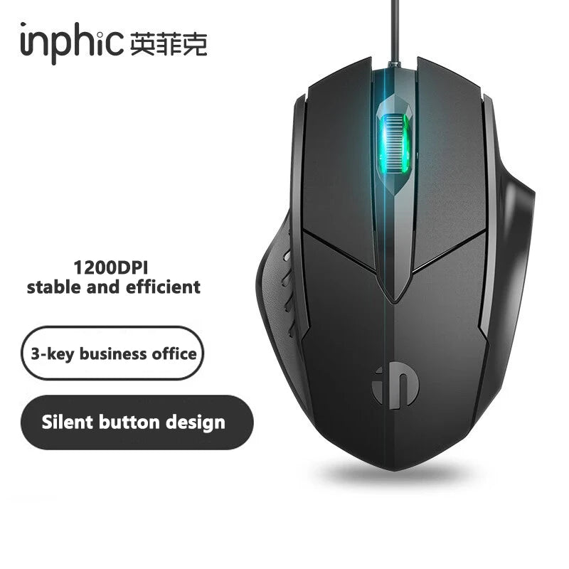 Inphic W1 Wired Mouse Esports Gaming Mouse Macro Programming Definition to Adjust DPI Silent Office Mouse