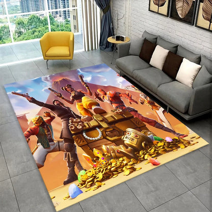 Cartoon F-Fortnite Game Gamer Carpet Rug for Playroom Bedroom Living Room Sofa Home Decor,kids Area Rug Non-slip Floor Mat